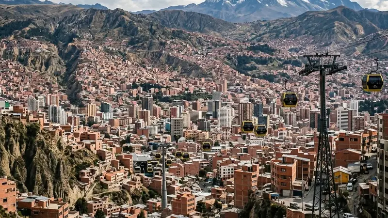 La Paz Bolivia city and cable cars